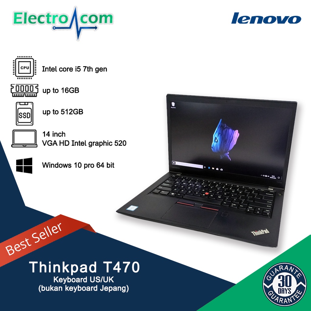 Lenovo Thinkpad T470 Core i5 Gen7 Ram 8GB SSD 256GB Bergaransi