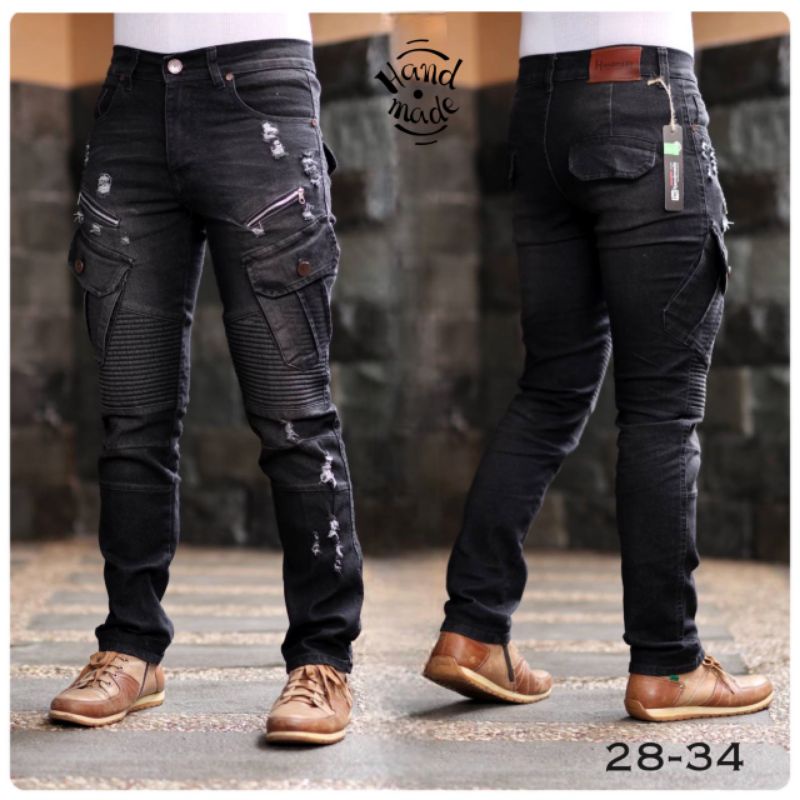 Celana Cargo Jeans Bikers Pria Original Distro - Jeans Cargo Panjang - Celana Bikers Jeans