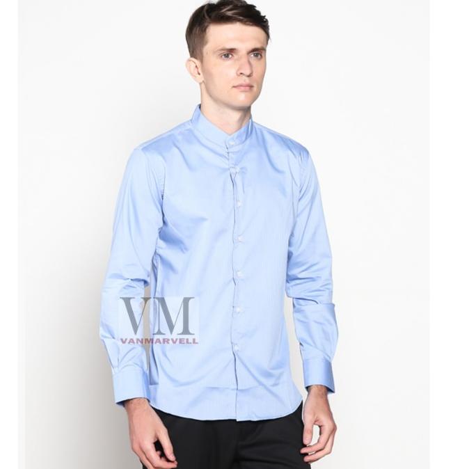 TERLARIS VM Baju Koko Panjang Polos Biru Muda Kemeja Koko Pria /BAJU KOKO PRIA/BAJU KOKO DEWASA/BAJU