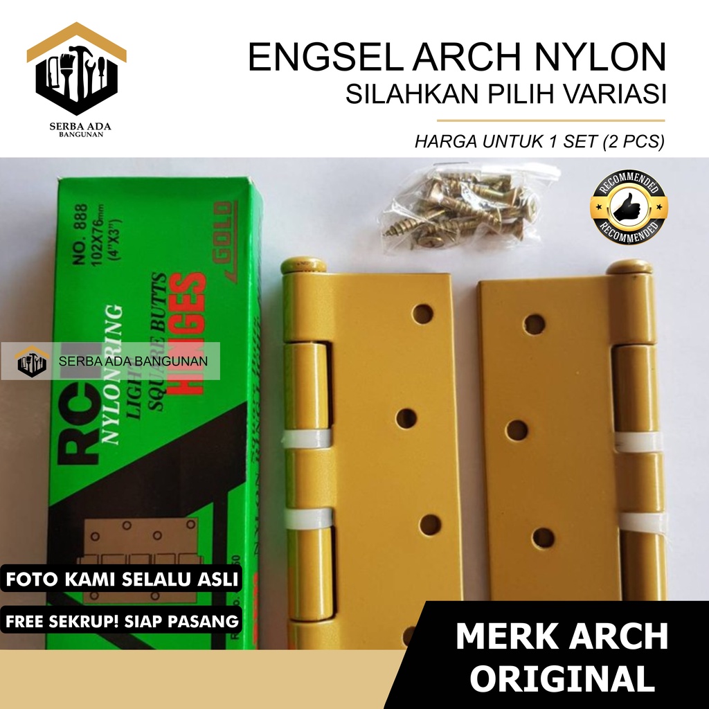 Engsel Pintu Jendela Nylon ARCH RCH Engsel RRT 3 Ukuran 3 dan 4 Inch