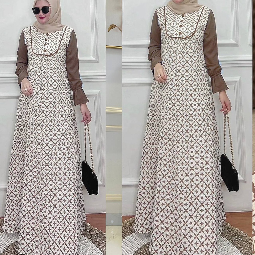Falia Dress Wanita Syari Crincel Busui / Gamis Lebaran