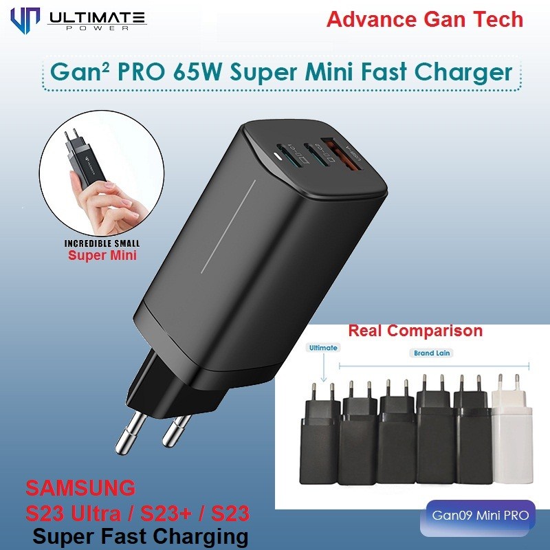 Charger Samsung S23 Ultra S23+ Super Fast Charging 65W Gan09 Mini PRO