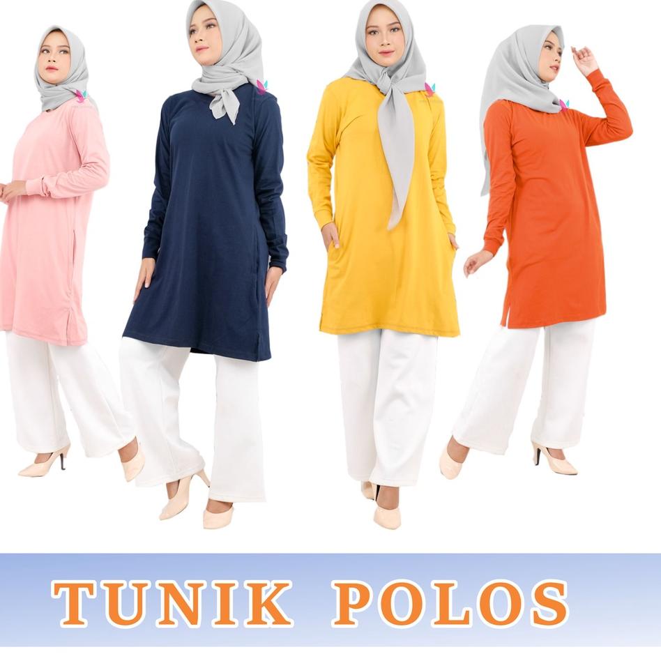 ❈ KAOS TUNIK POLOS SAKU SAMPING BAHAN KATUN COMBED 30S ✬
