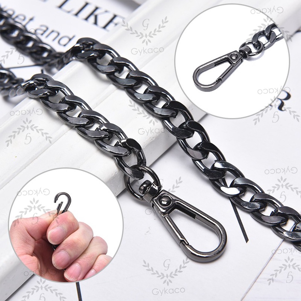 Rante Tas NEKEL HITAM - TEBAL PREMIUM R020 / RG020 (Rantai + Gaitan) - Rante Aksesoris Tas &amp; Dompet Fashion Wanita (IMPORT)