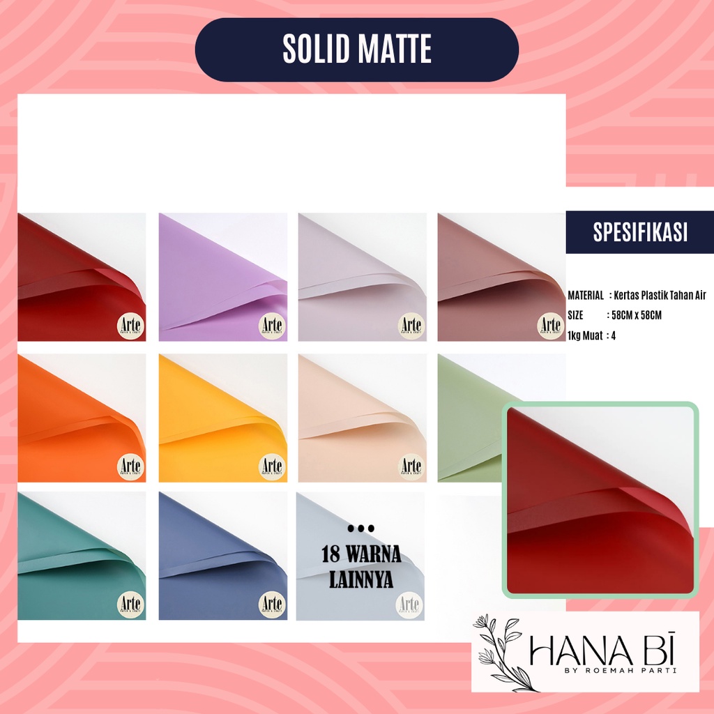 

5 Lembar Cellophane Solid Matte Flower Wrapping Paper Kado Full Colour Non Transparant Polos Mono Collor Waterproof Korea Style P.HX-001