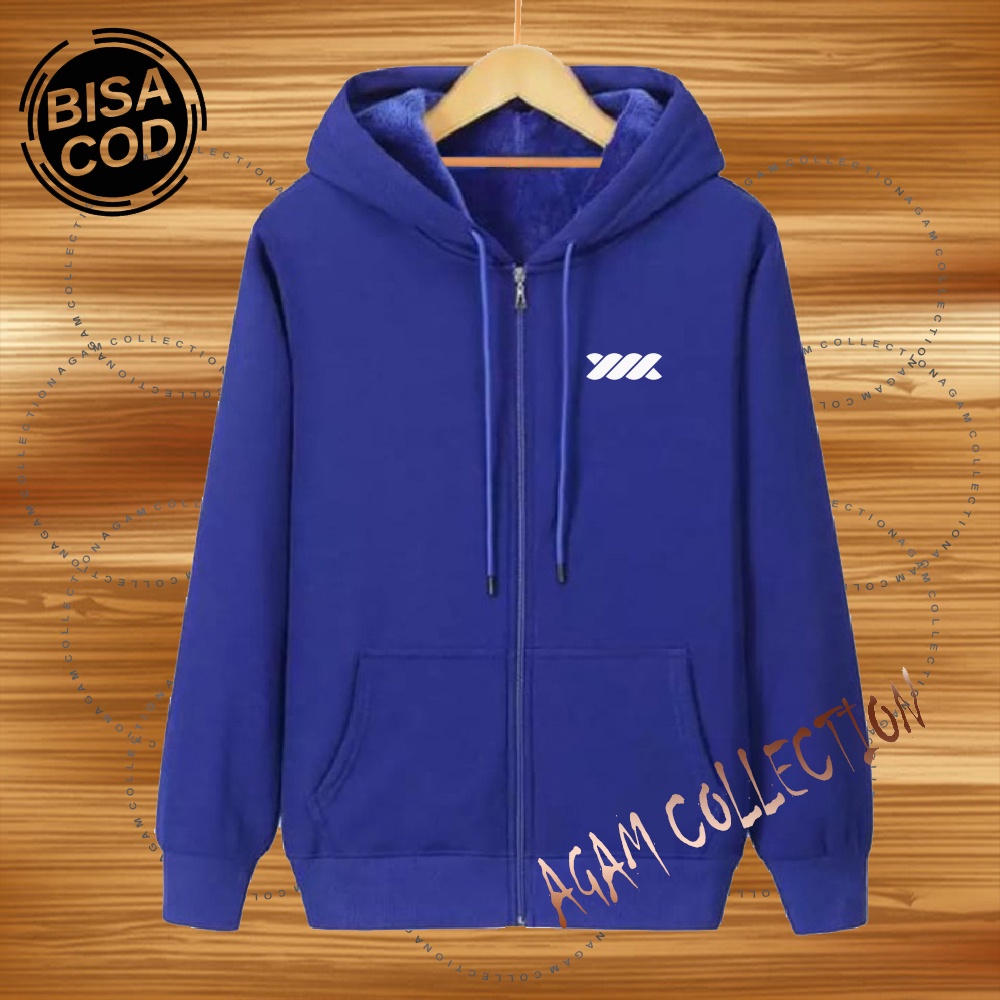 Agam collection Jaket Zipper Distro Logo Wadezig Text Putih Premium Quality Jaket Hoodie Pria Wanita