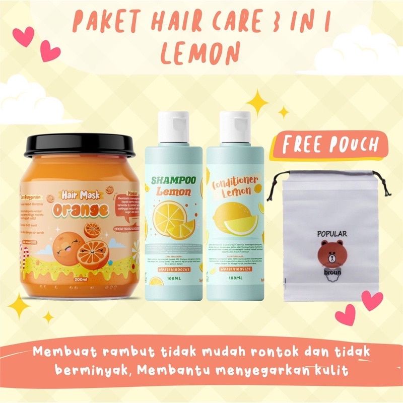 BPOM] PAKET HAIR CARE 3IN1 / PAKET HEMAT HAIR CARE / HAMPERS HAIR MASK FREE POUCH / HAMPERS HAIR CAR