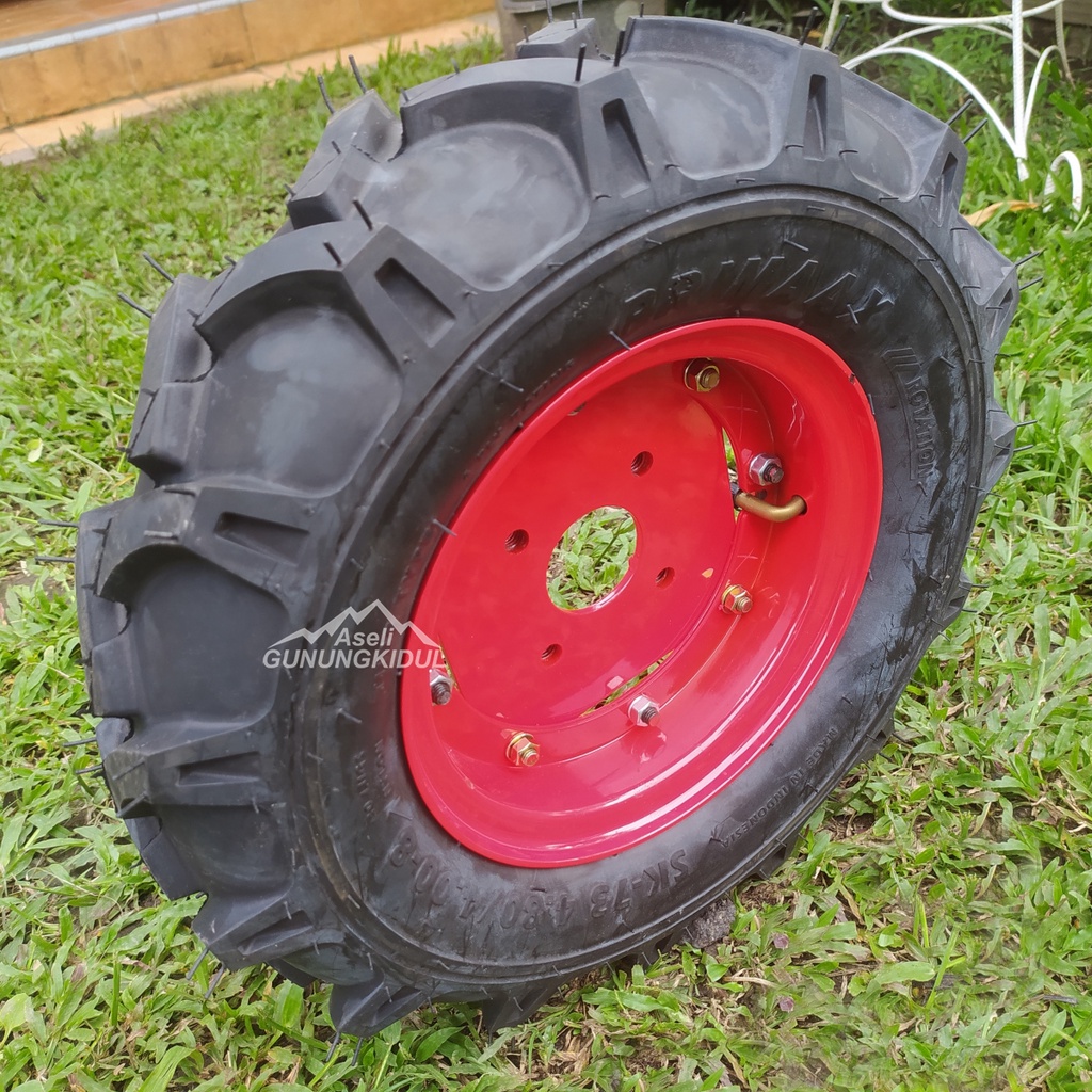 Set Roda Karet Traktor Quick Cakar Baja (Ban Luar, Ban Dalam, Velg) - Ruber Tire Ring 8 Inch