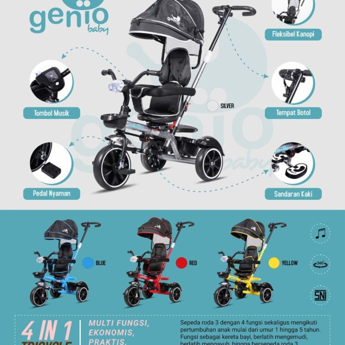 Best Seller Sepeda Anak Roda Tiga Genio Musik Baby Stroller