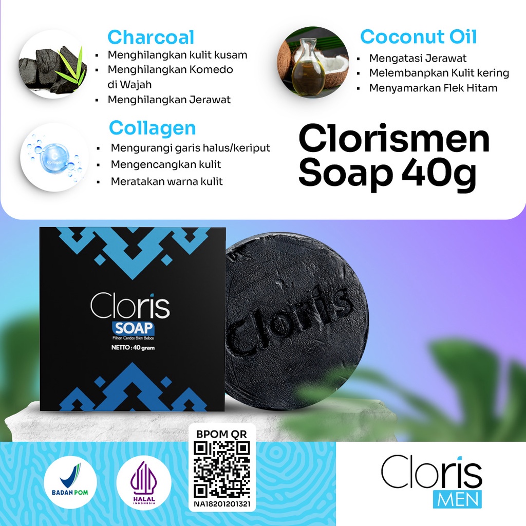 Clorismen CLORIS MEN SOAP 40GR original sabun wajah pembersih muka pria Anti Jerawat Kusam Komedo