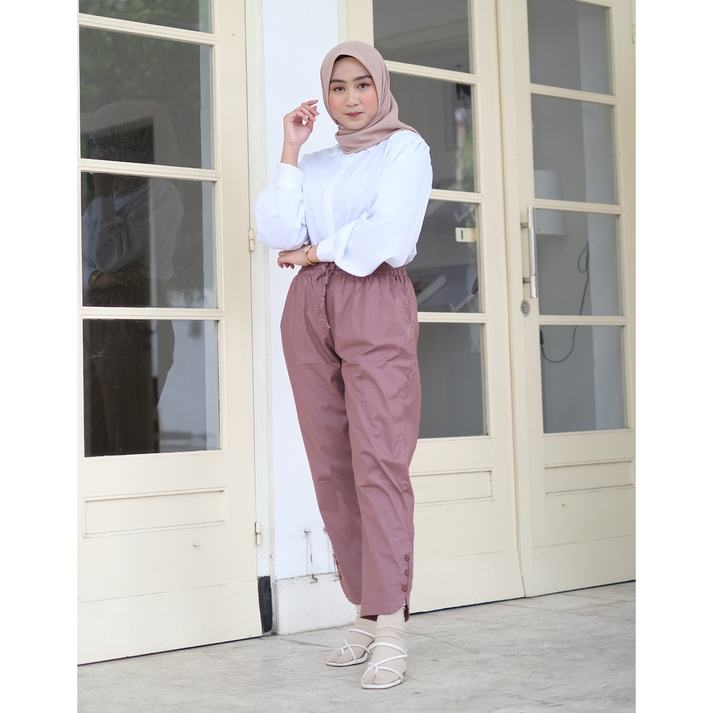 NHM Celana Panjang Wanita Cindy Pants, Celana Kerja Formal Casual Stretch