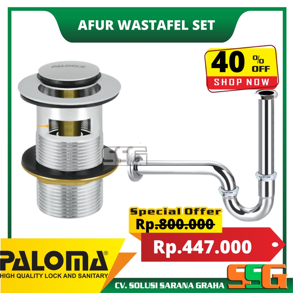 Afur Wastafel Set Paloma BTP111 WTP2211 Afur Wastafel Without Overflow