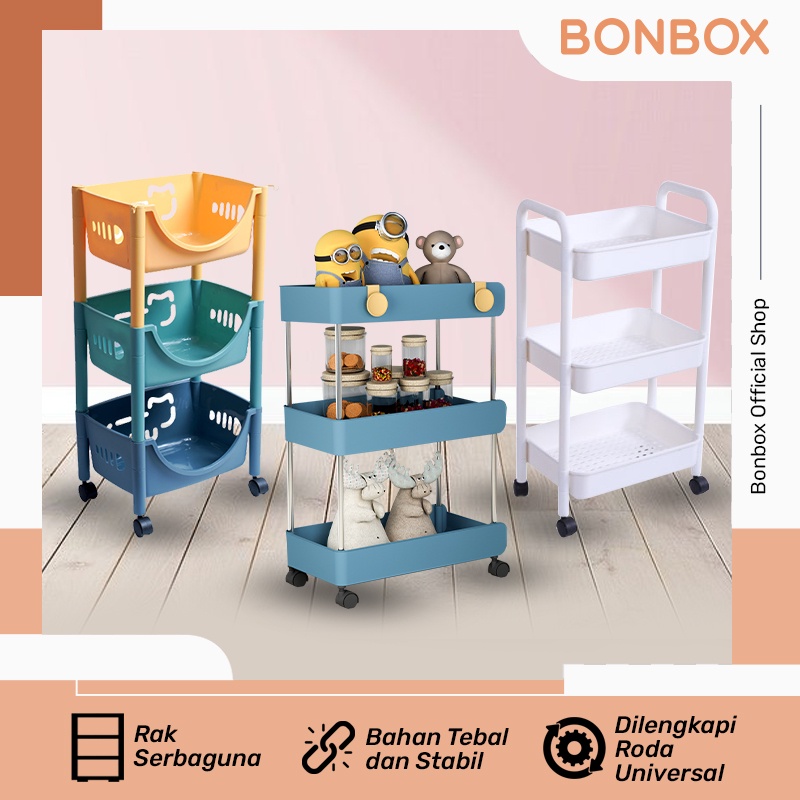 Jual Bonbox Rak Troli Susun Serbaguna Lemari Plastik Rak Dapur Stainless Rak Salon Rak Kamar