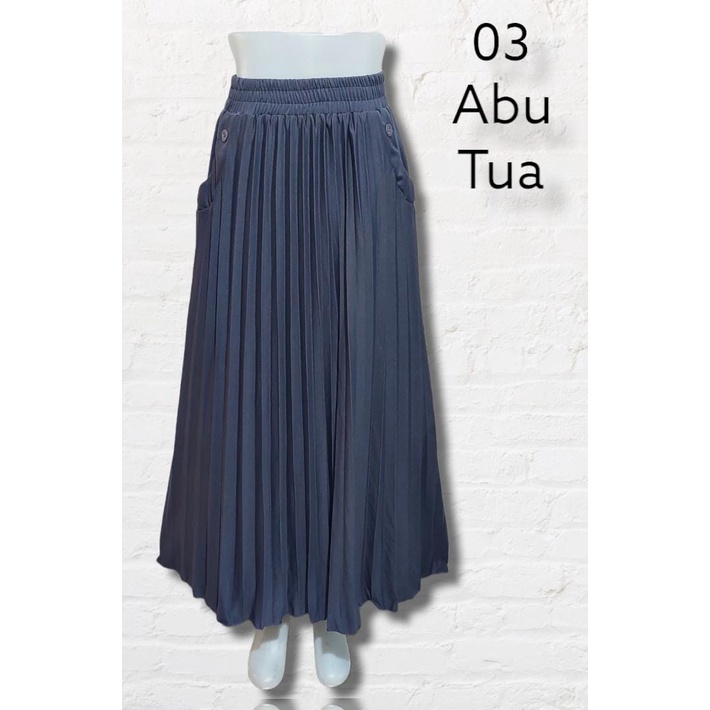 D-01 Rok Polos kancing + saku /Rok Plisket panjang Rok muslim/Mayung/Payung Terbaru Termurah Terlaris