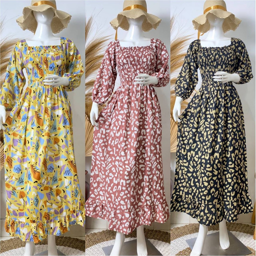 Dress kerut lily panjang.