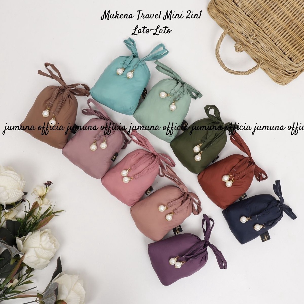 Jumuna - ( Free Sejadah ) Mukena Mini Travel Terkecil Parasut Premium Korea 2in1 Lato-lato