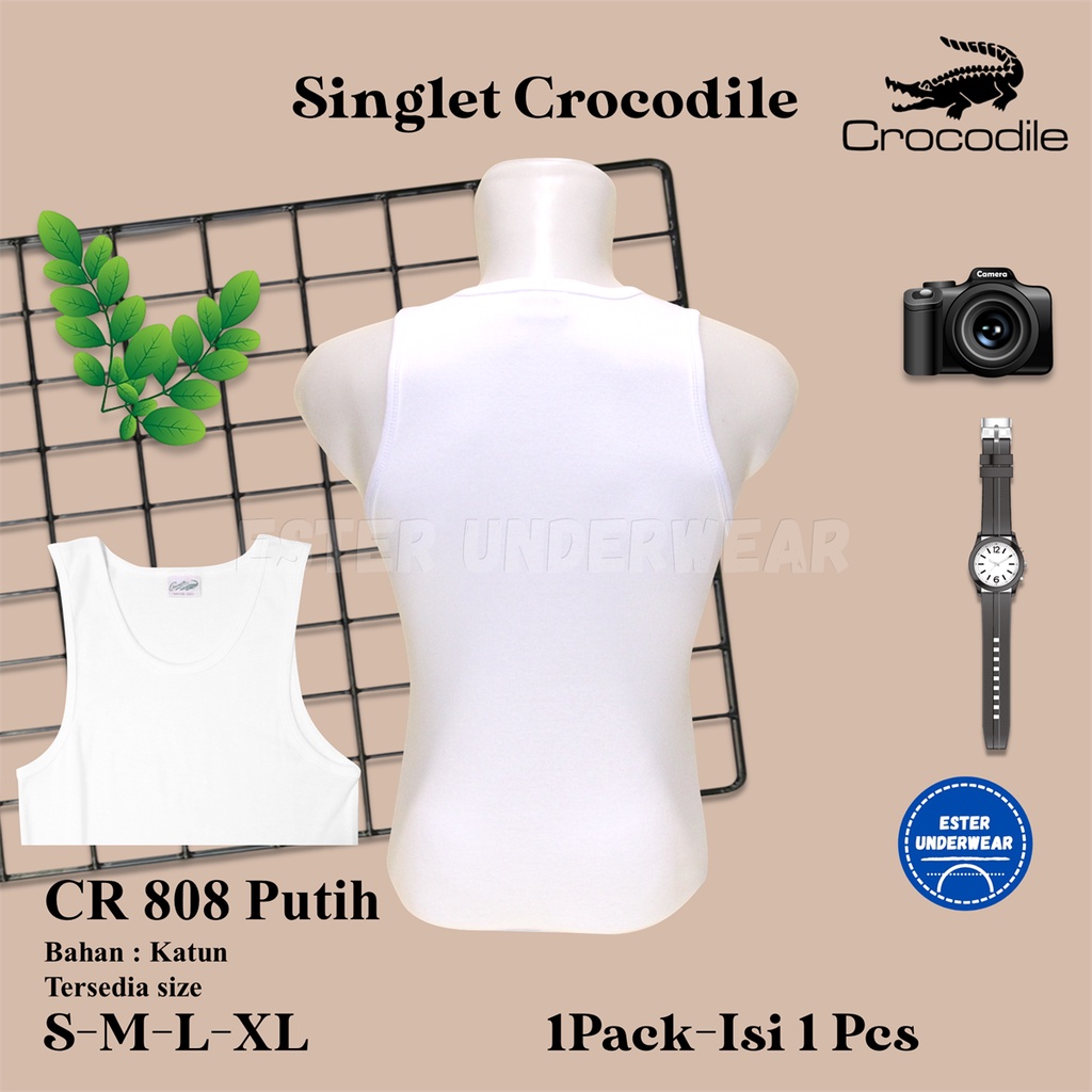 Kaos Singlet Pria CROCODILE CR 808 PUTIH ISI-PCS