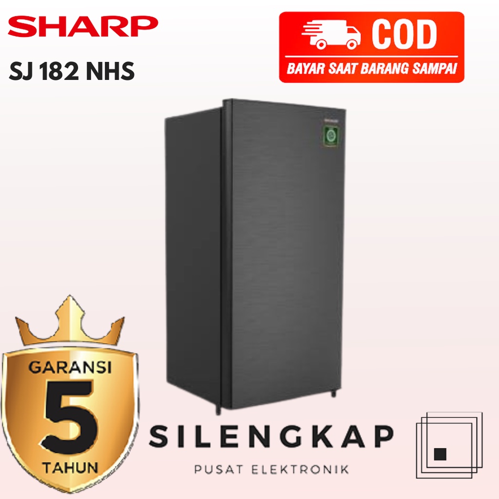 Kulkas 1 Pintu Sharp 182 N HS Rak Kaca Tinggi 120cm 166 Liter Hitam Garansi Remi
