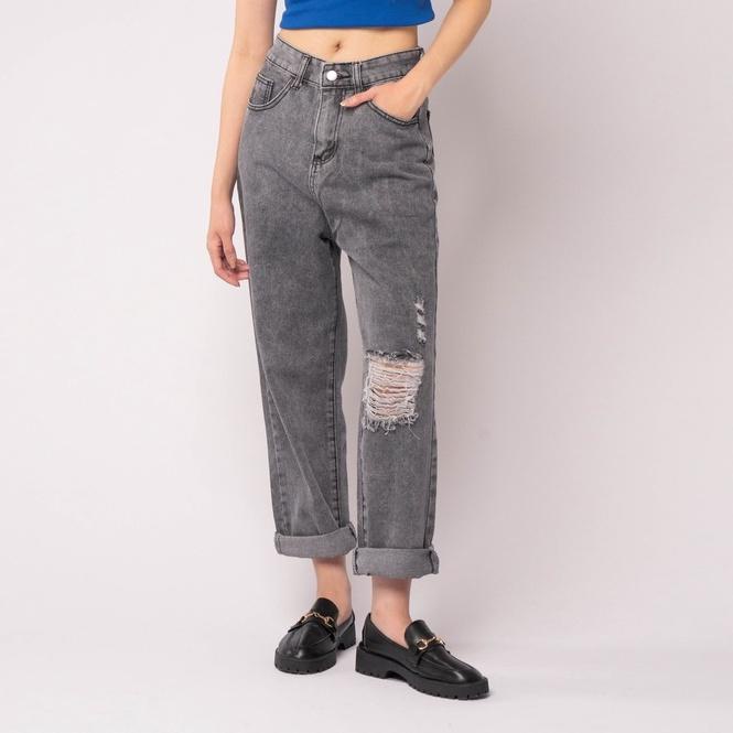 TERBARU Jeans 9238 - HIGH WAIST JEANS SOBEK RIPPED