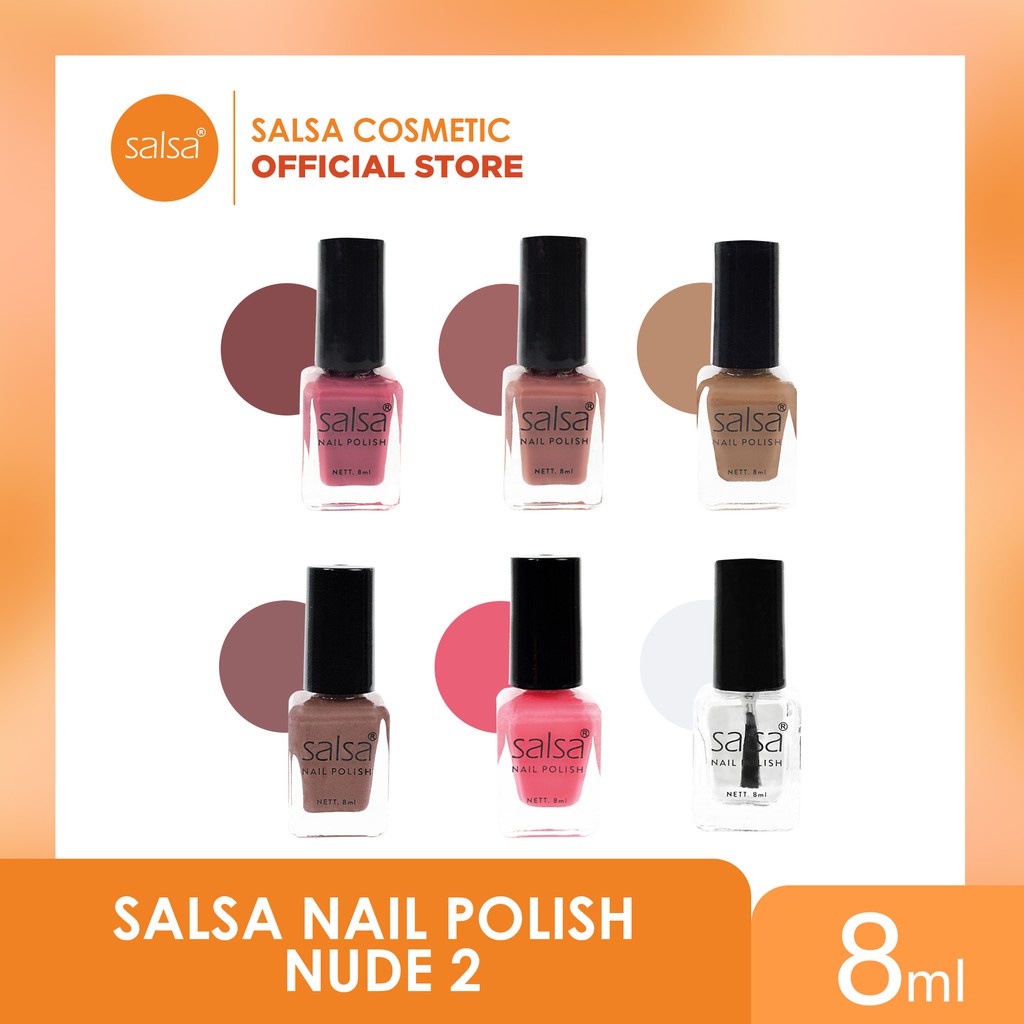 SALSA Nail Polish Nude 2 Indonesia / Cat Kuku / Nude 1 Glam Glamour Set A B / Peel Polish Kutek Halal Off Lupas Breathable Hijab Friendly / Color Pewarna Warna Matte Glossy Nude Bening / Satuan Ecer Full Set Paket / Cosmetic Beauty Tools Aksesoris Varnish