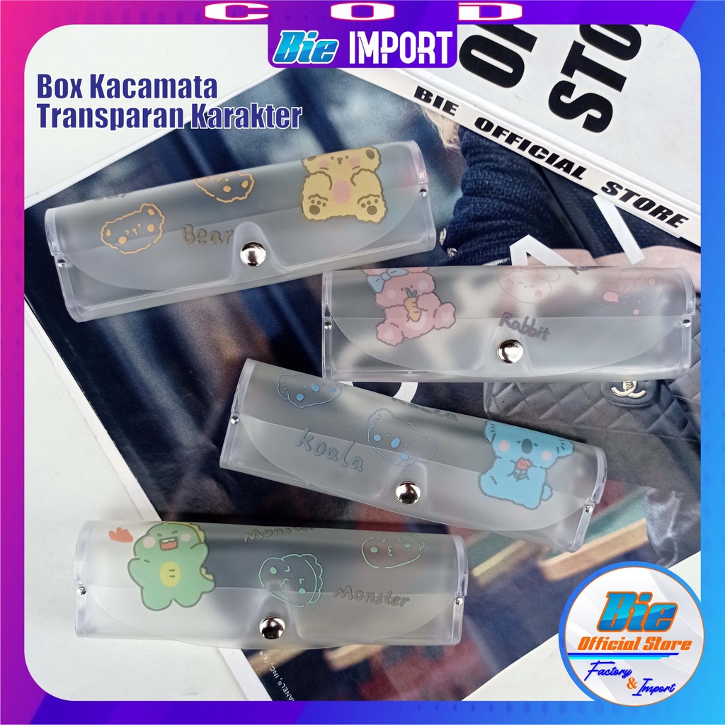 Box Kacamata Transparan Karakter Cute / Tempat Kacamata Impor Best Seller