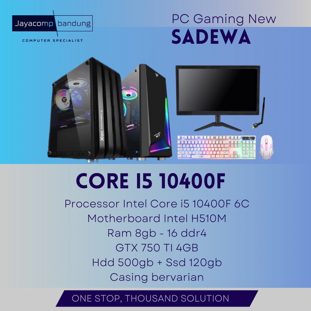 PC GAMING (Core i5 10400F/Ram 8-16gb/GTX 750 Ti/Hdd 500+Ssd 120) free mouse keyboard