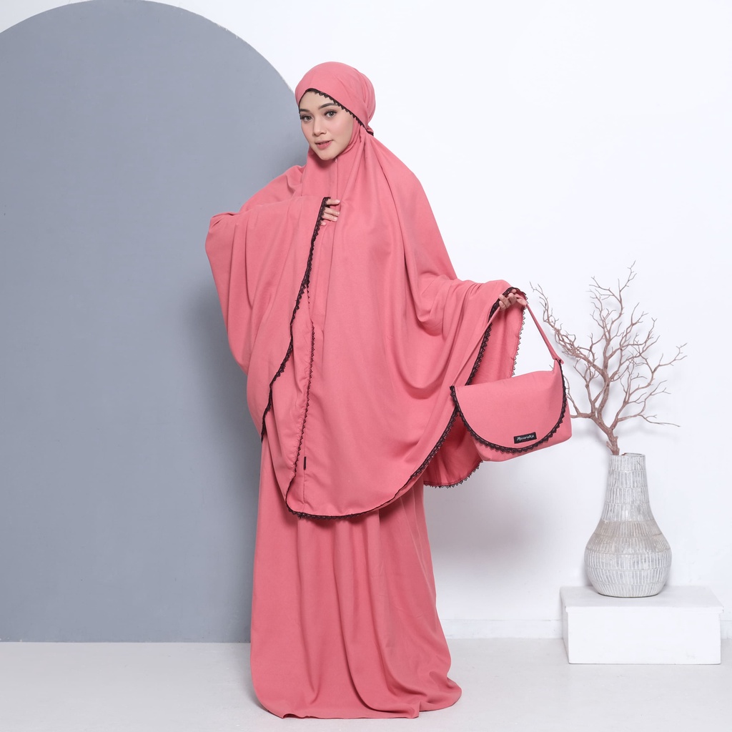 Mukena Dewasa 3 In 1 Traveling Katun Premium-Dusty Rose