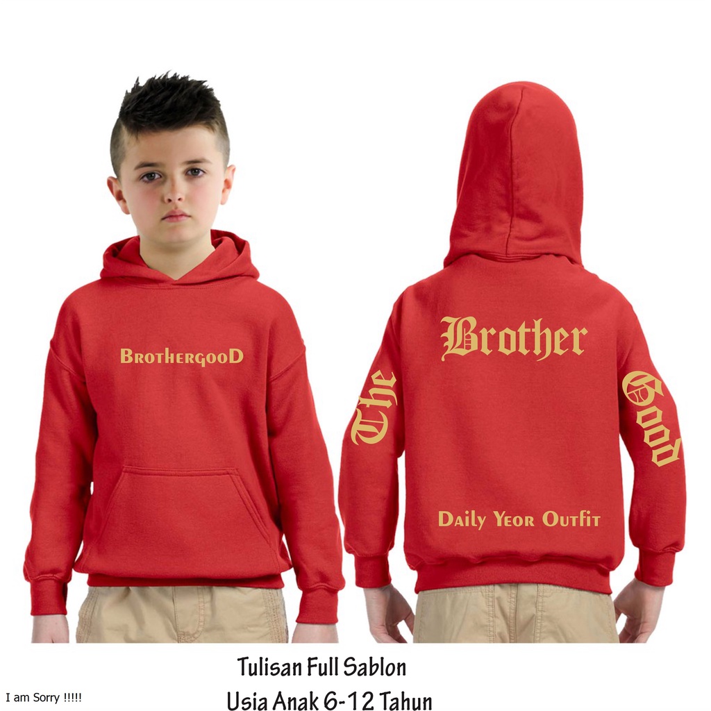 Sweater Anak Laki laki Logo Brothegood full Sablon Hoodie Model Sherpa Terbaru