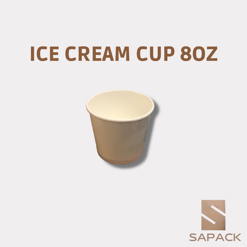 ICE CREAM CUP PAPER 8 OZ / CUP ES KRIM KERTAS POLOS 50pcs