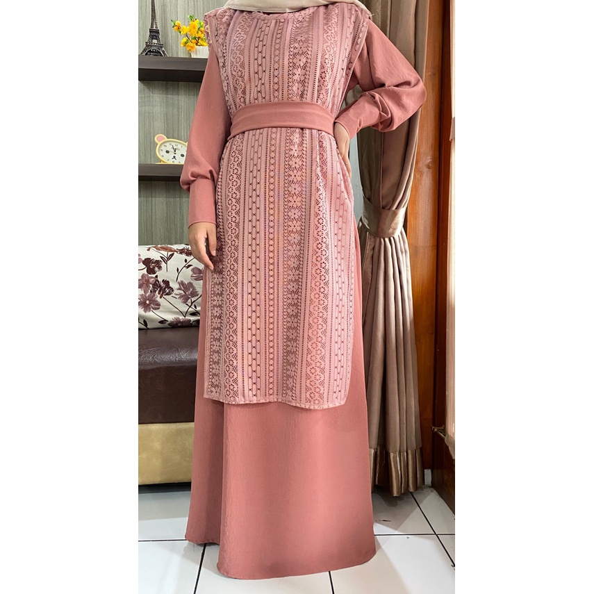 Image of maja dress / dress cerinkel mix berukat premium / baju lebaran / dress kekinian #2