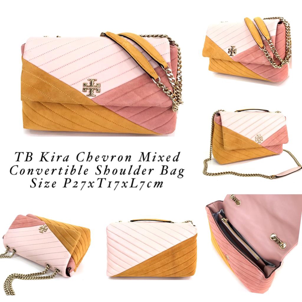 Shoulder Bag Tb Kira Chevron Mixed Textured Distressed Convertible