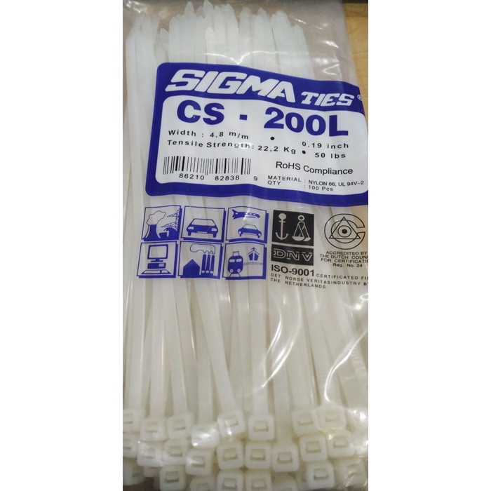 

Kabel Ties / Kabel Tis / Cable Tie Cs-200L Putih 20 Cm Sigma Cs200L Star Seller