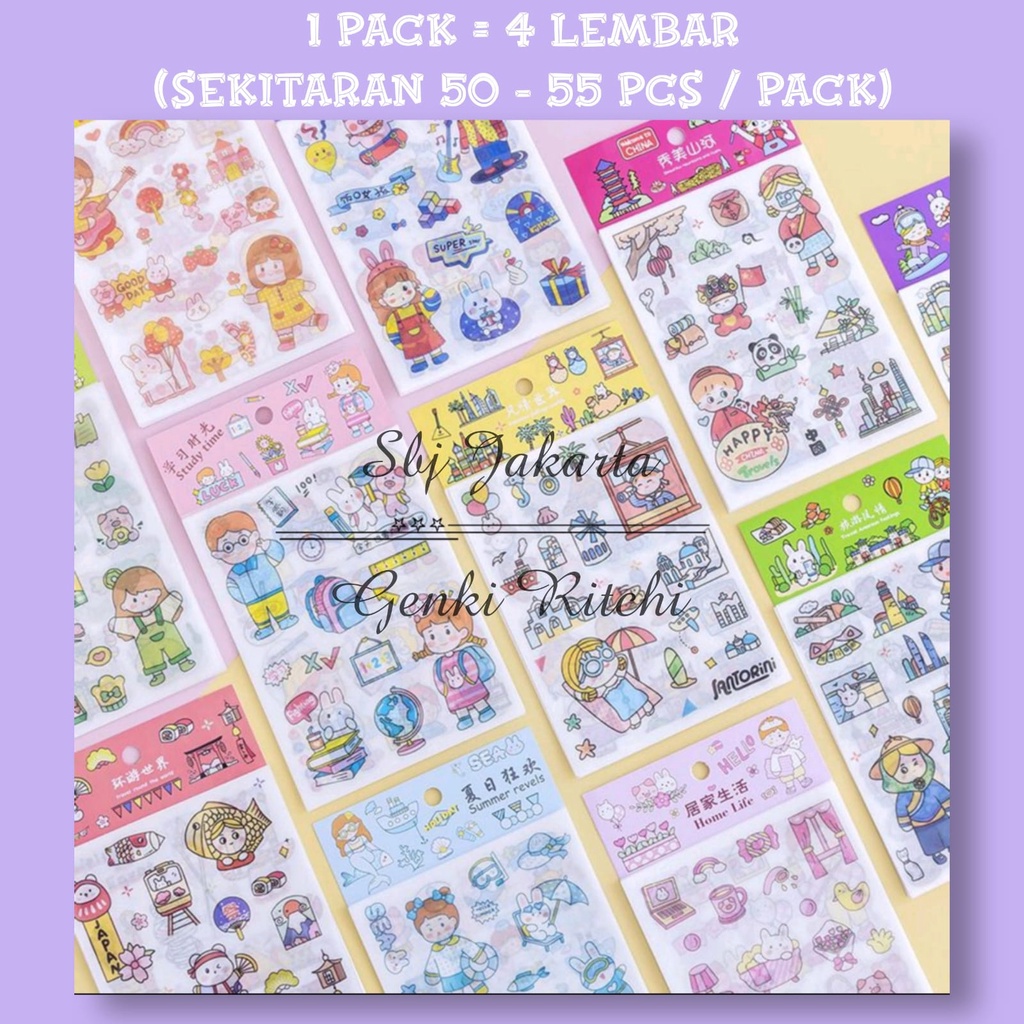 Sticker stiker JAPANESE EDITION kawaii lucu 4 lbr utk scrapbook jurnal diary Stiker Tahan Air