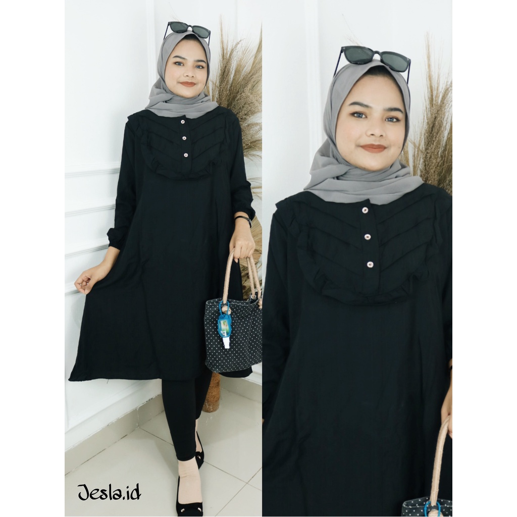 HAWA TUNIK BAHAN POLO LINEN MOTIF POLOS KANCING DEPAN ( BUSUI FRIENDLY ) UKURAN M L XL XXL LD 112 PB 100 PT 51 LONG TUNIK JUMBO KEKINIAN BAJU TUNIK TERBARU 2023 MOTIF POLOS TUNIK KOREAN STYLE MUSLIM