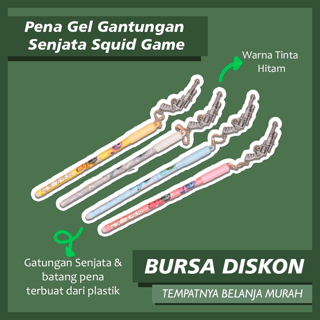 

Pulpen Gel Gantungan Senjata Squid Game Pen Bolpen Pena Bolpoin