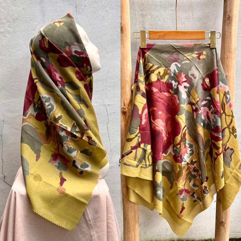 SADEAN HIJAB VOAL MOTIF TERBARU INARA OLIVE//KODE 5367 110X110 CM//HIJAB VOAL MOTIF KEKINIAN