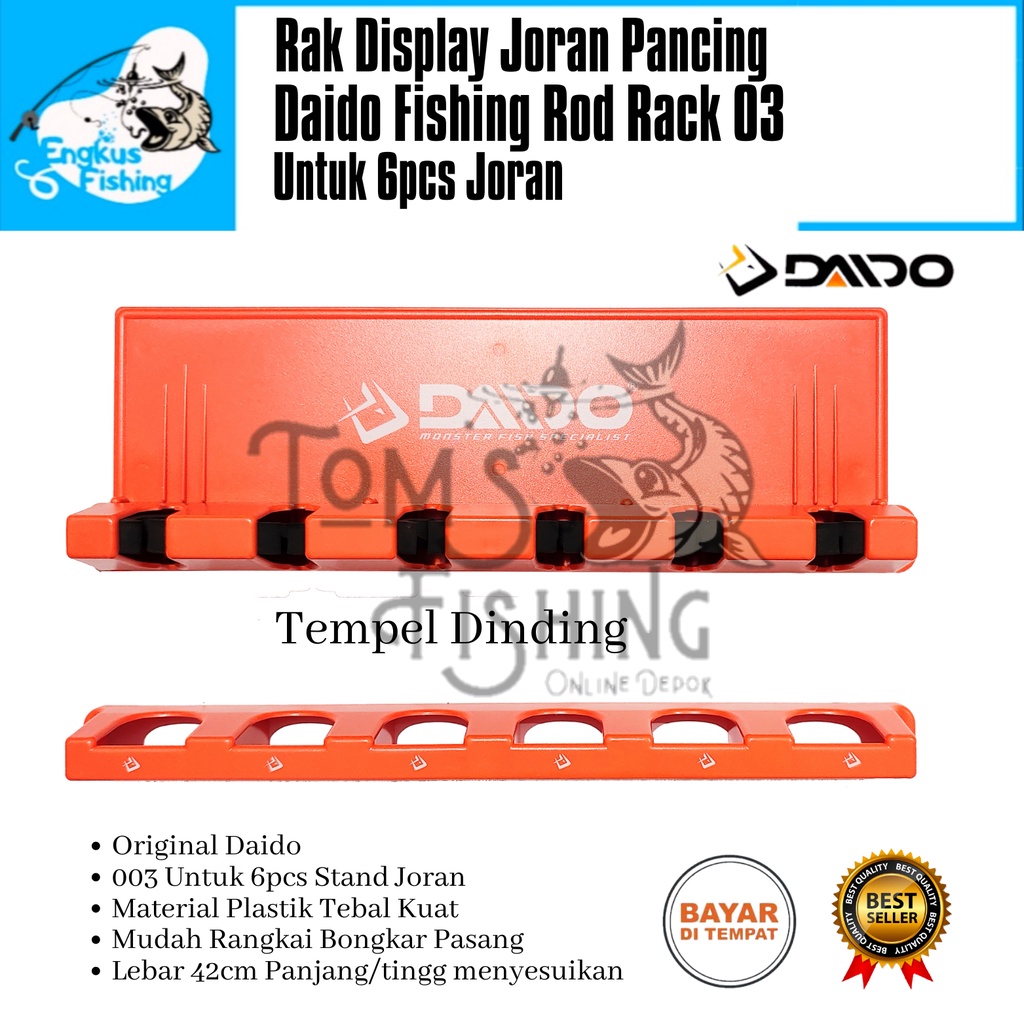 Rak Display Joran Pancing Daido Fishing Rod Rack 03 (6pcs) Tempel Dinding Murah Kuat - Engkus Fishing