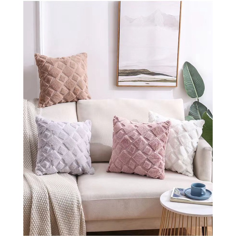 Nordic Pillow Cushion Cover / Sarung Bantal Sofa Kursi Tebal Premium Bludru Bulu Halus 2 Sisi