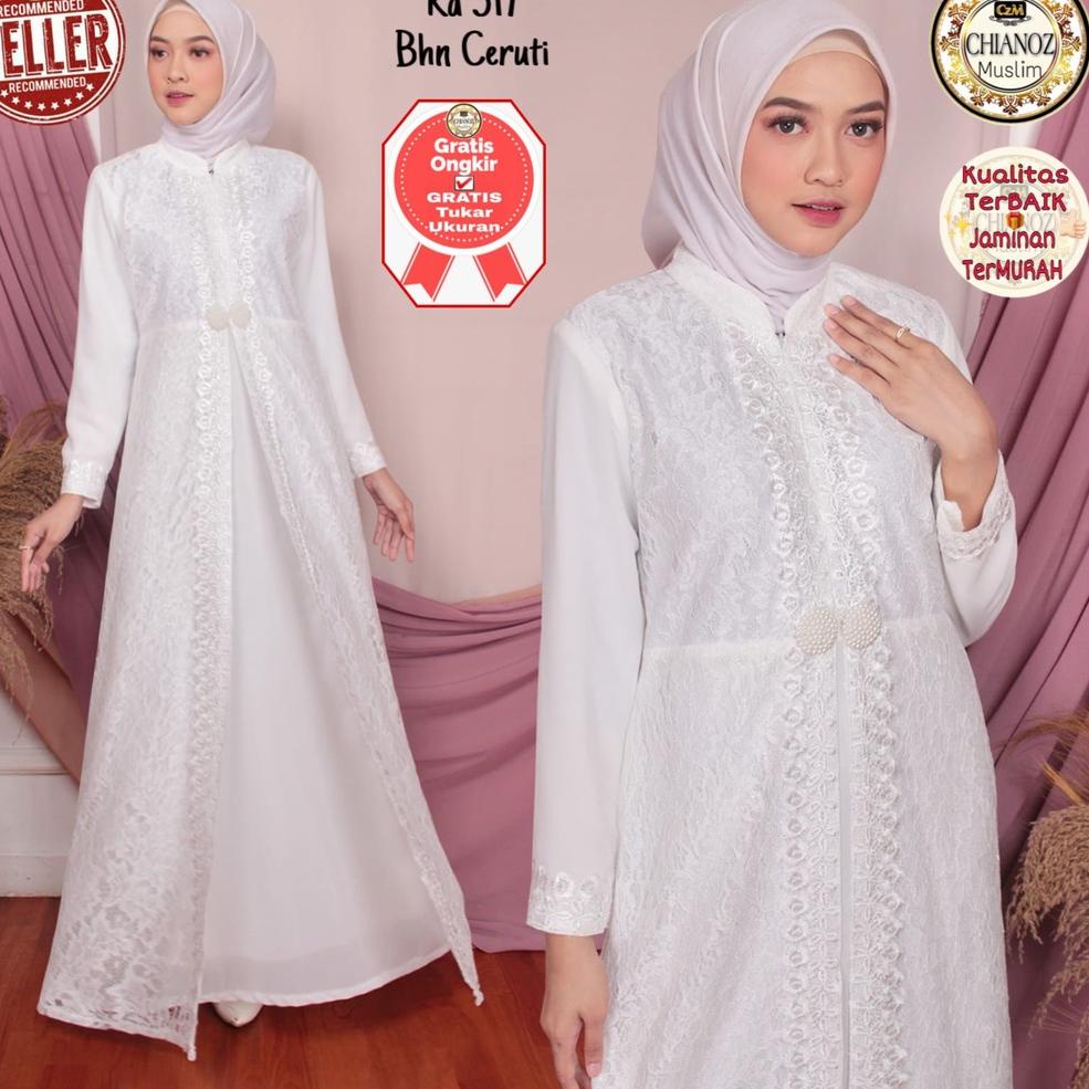 LANGSUNG ATC CHIANOZ Gamis Putih Brukat Mewah Premium Ceruti Mewah Premium Sifon Mewah Renda Busui K