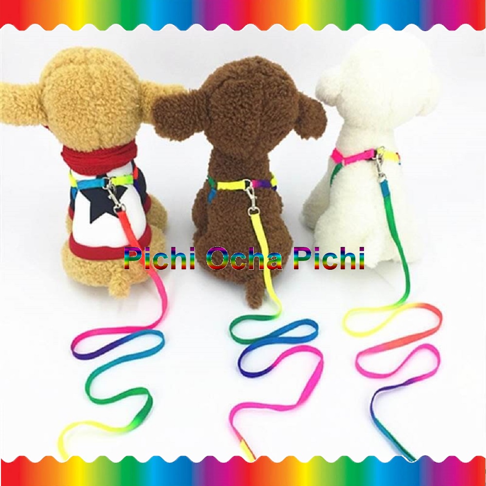 1 set Harnes Rainbow + Tali utk Tuntun Anjing Kucing Body Leash