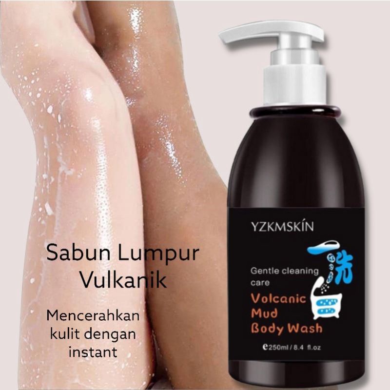 YZKMSKIN Sabun Mandi Lumpur Vulcanic Mud Body Wash Pemutih Kulit Seluruh Tubuh Permanen original