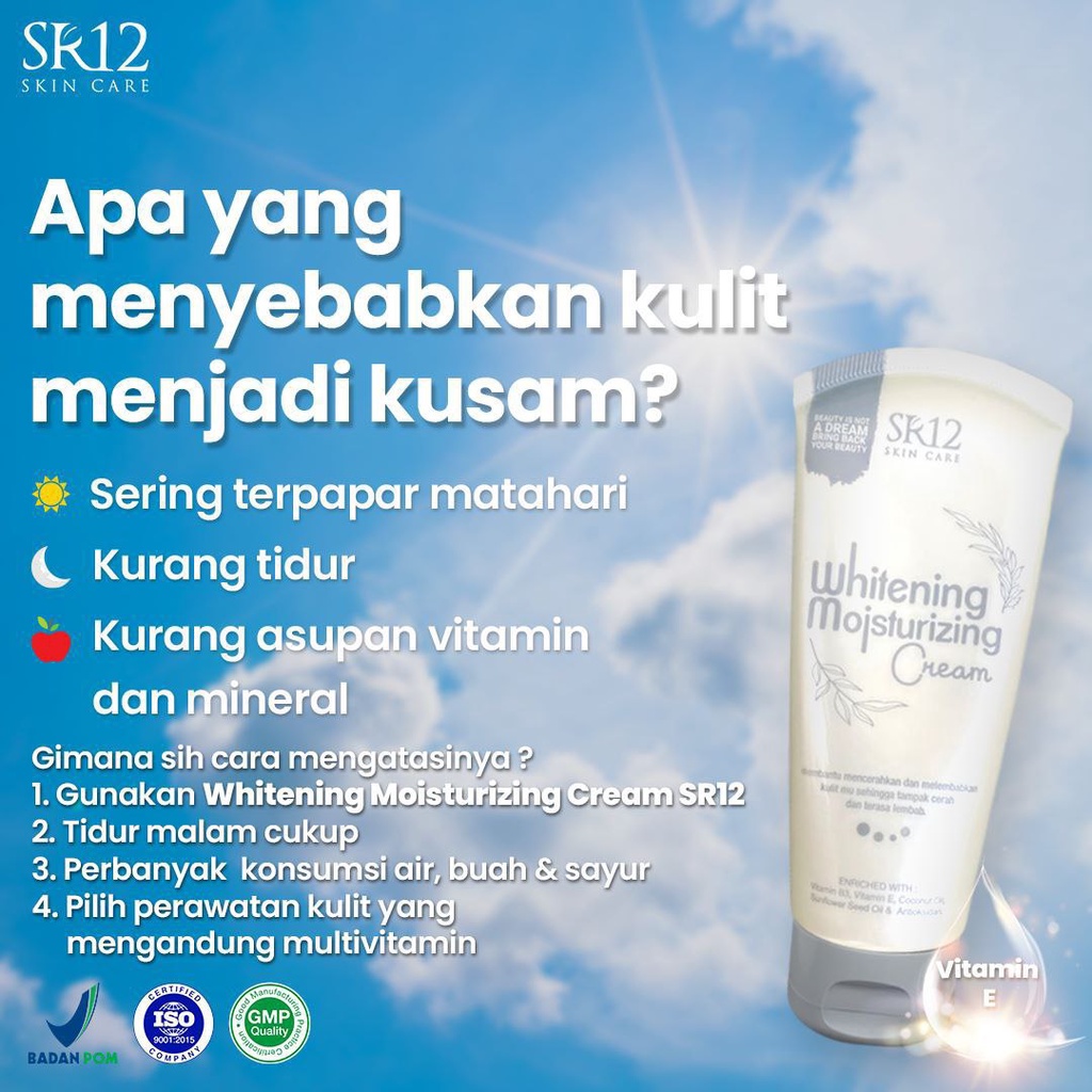 WHITENING MOISTURIZING CREAM SR12 / INSTANT WHITENING BODY LOTION &amp; FACE BPOM / PELEMBAB &amp; PENCERAH KULIT WITH SPF