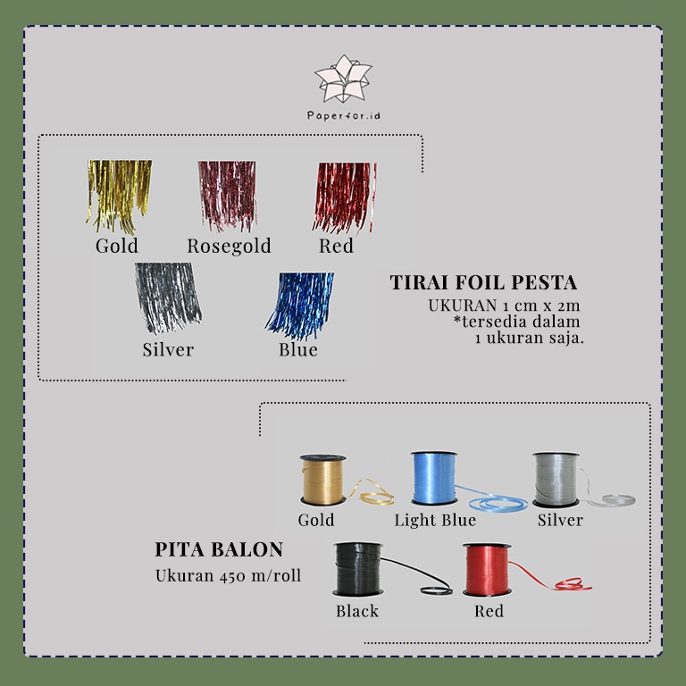 PITA BALON ROLL / POMPA BALON / STICK BALON 40CM / TIRAI FOIL BACKGROUND