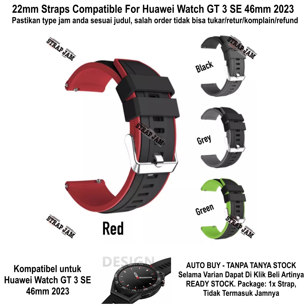 Strap Huawei Watch GT3 GT 3 SE 46mm 2023 - Tali Jam 22mm Rubber Sporty Keren Buckle Silver