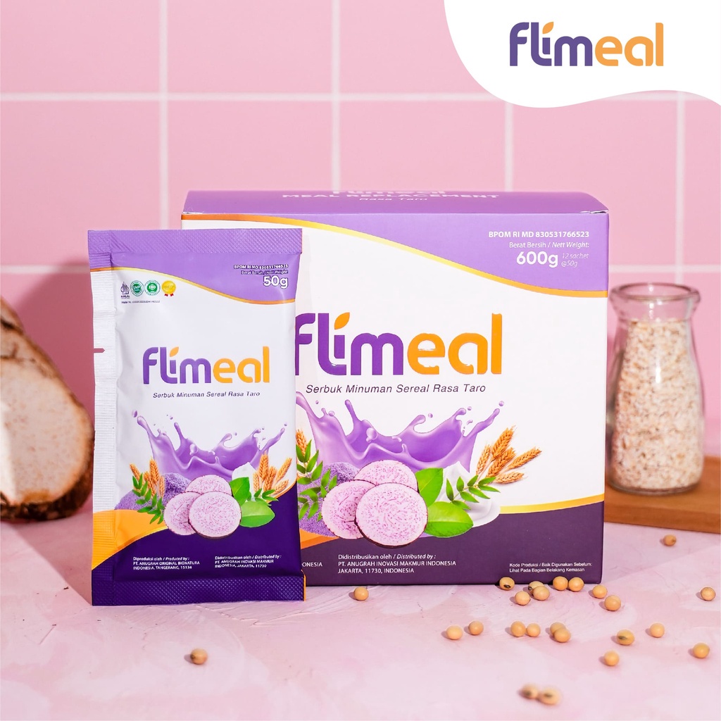 Flimeal (Meal Replacement) - 1 Box (Isi 12 Sachet) - Taro Surabaya