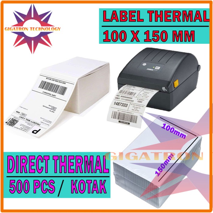 Best Seller Kertas Thermal 100X150 Mm 500 Pcs Label Barcode Label Thermal 100X150