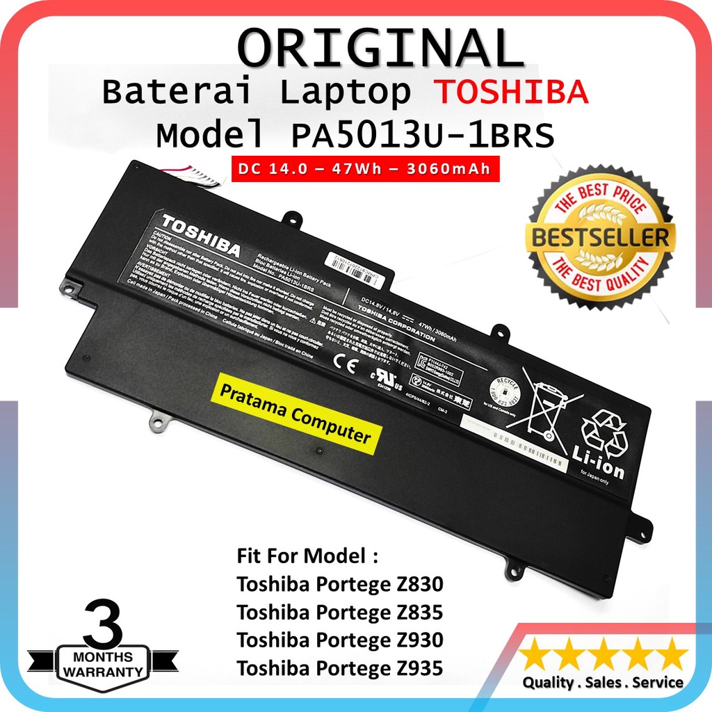 ORIGINAL - Batera Laptop Toshiba Portege Z830 Z835 Z930 Z935 Series Model PA5013U-1BRS 47Wh