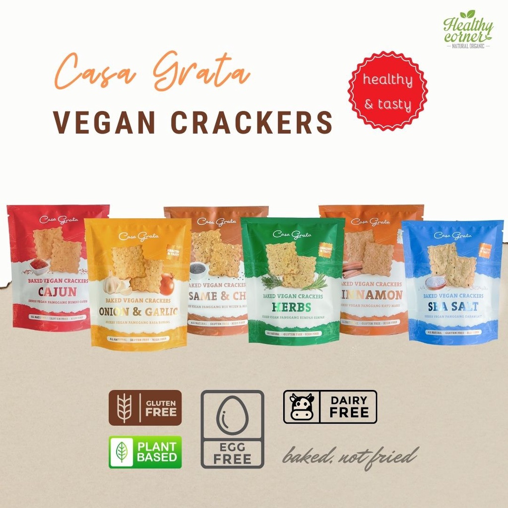 

Casa Grata Baked Vegan Crackers ( Kraker Snack Gluten Free - Dairy Free - Egg Free ) 20g