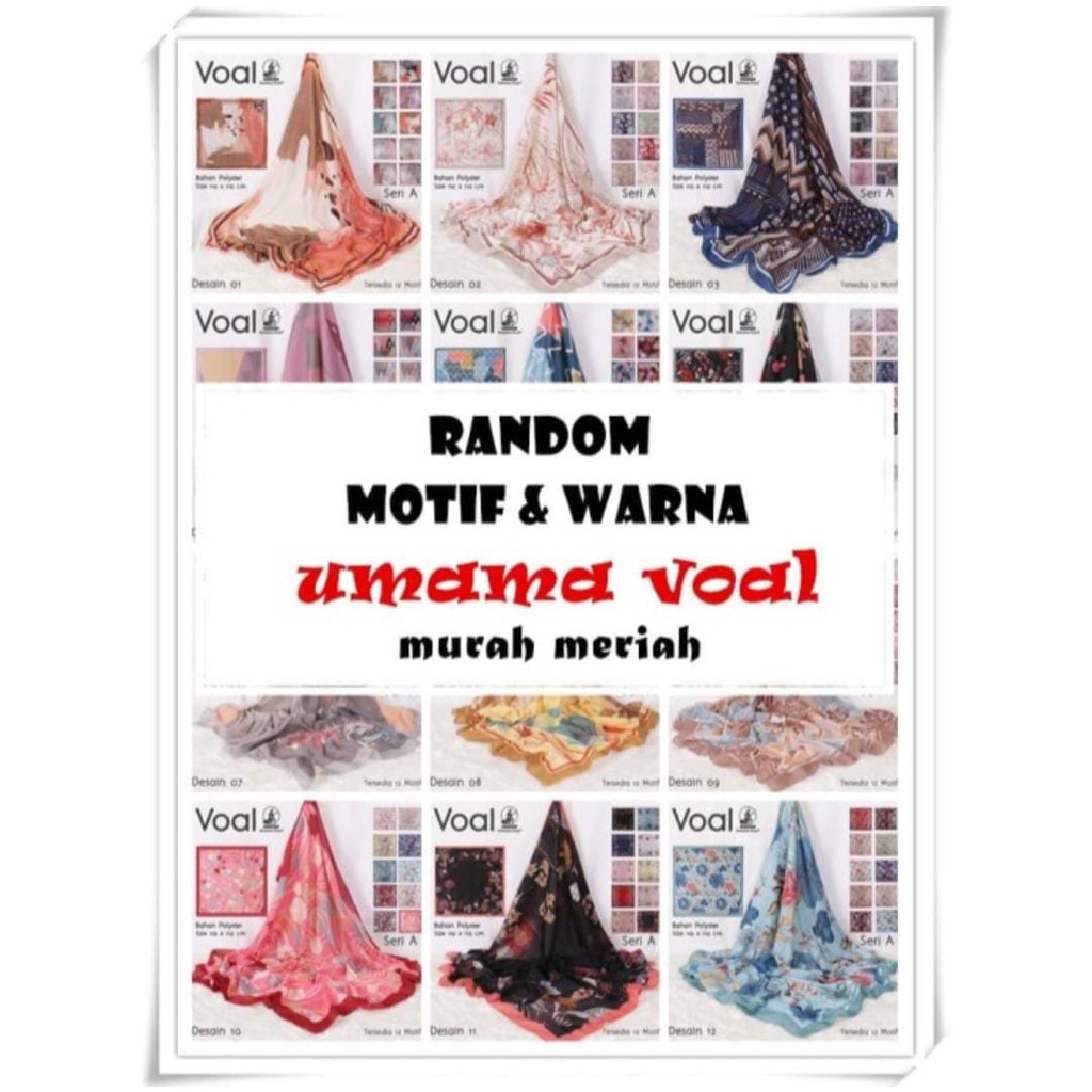 BIG PROMO !!! JILBAB Umama Scarf Jilbab Segiempat Motif VOAL ASLI 100% ORIGINAL