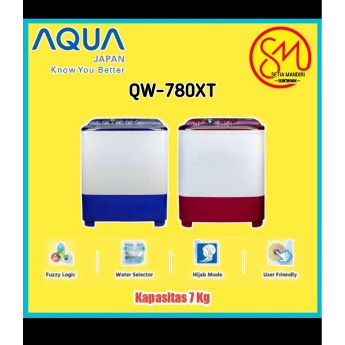 Mesin cuci 2 tabung Aqua Sanyo 7kg QW-780XT